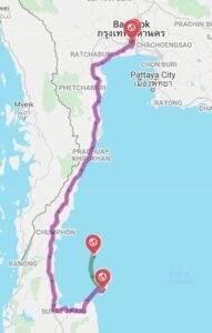 thailand map itinerary